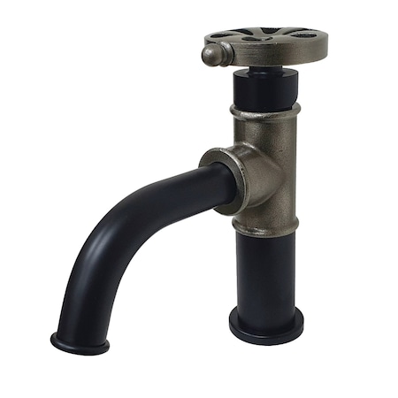 Kingston Brass KS2824RX Single-Handle Bathroom Faucet with Push Pop-Up, Matte Black/Black Stainless KS2824RX